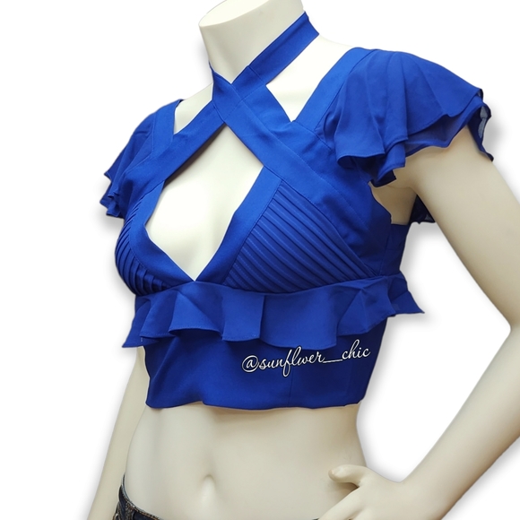 [NEW] Nasty Gal Choker Flutter Sleeve Halter Crop Top - Picture 4 of 14
